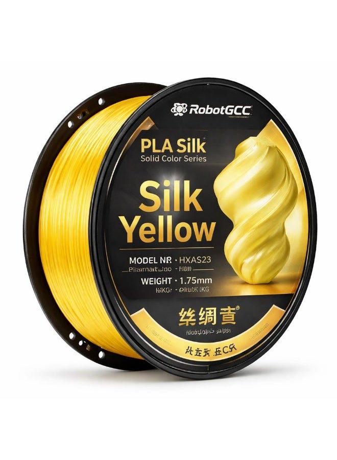 robotgcc PLA Silk Yellow 1.75mm 3D Printing Material 1KG Spool for FDM 3D Printer Glossy Finish Smooth Extrusion Stable Diameter Low Warping Strong Layer Adhesion Easy Print High Precision Consistent Flow Decorative Models DIY Projects Premium Surface Effect Bright Color Filament - Image 1