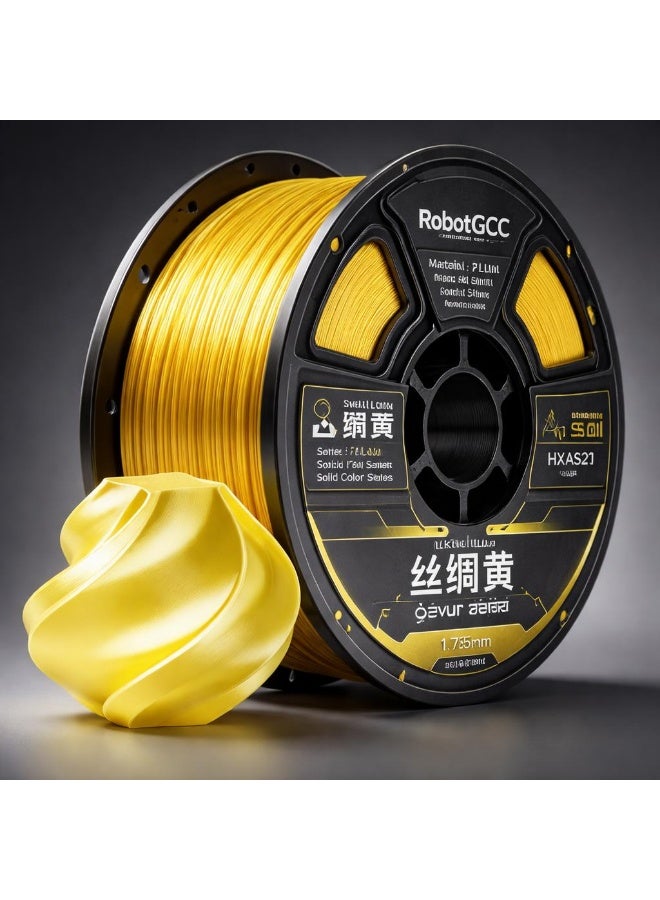 robotgcc PLA Silk Yellow 1.75mm 3D Printing Material 1KG Spool for FDM 3D Printer Glossy Finish Smooth Extrusion Stable Diameter Low Warping Strong Layer Adhesion Easy Print High Precision Consistent Flow Decorative Models DIY Projects Premium Surface Effect Bright Color Filament - Image 2