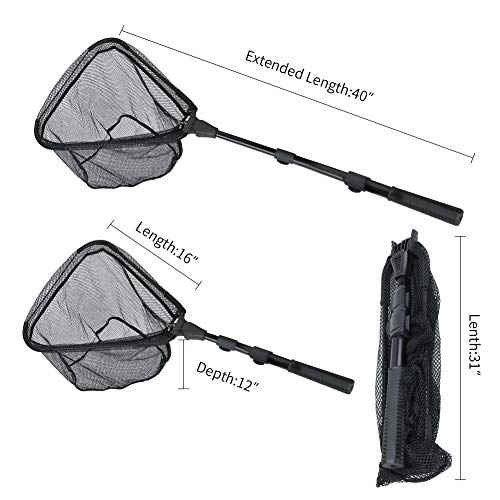 RESTCLOUD Fishing Landing Net with Telescoping Pole Handle Extends to 63 inches, Carbon Fiber Handle Extended from 23.6 inches to 47 inches - Image 4