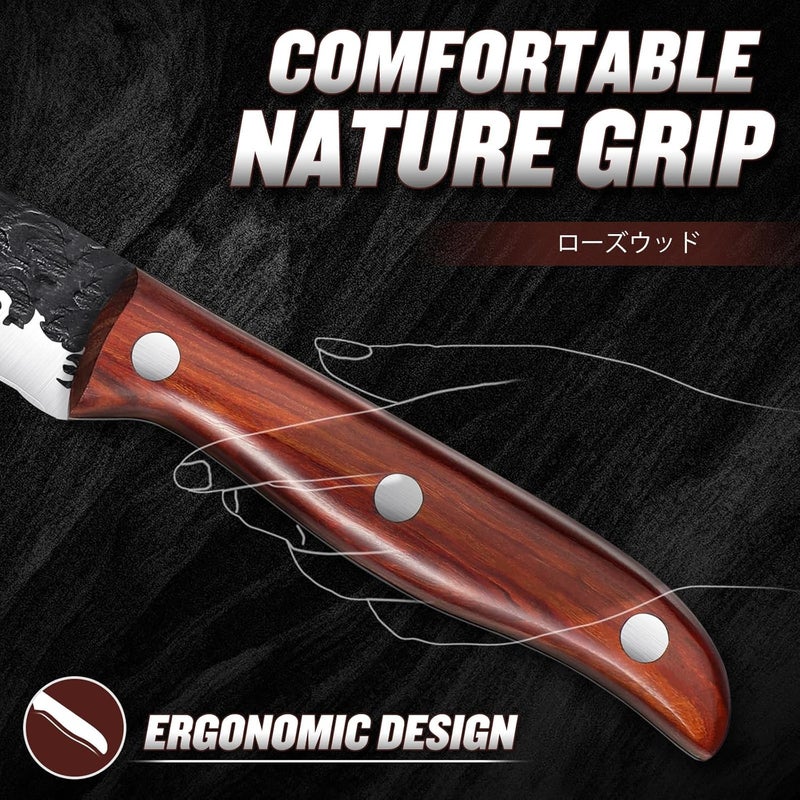 Huusk Fillet Knife for Meat Hand Forged Boning Knives 7 Inch Fish Filet Brisket Trimming Knife with Leather Sheath Japanese Butcher Knife for Fish Chincken Gift for Dad - Image 4