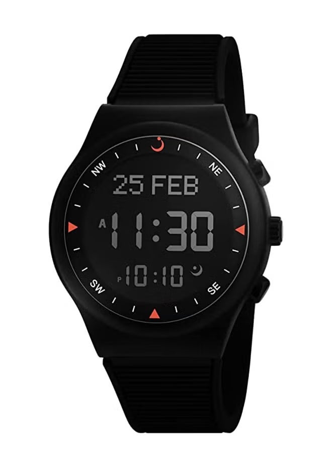 Men's Rubber Youth Water Resistant Digital  Watch WY16-38mm-Black - Image 3