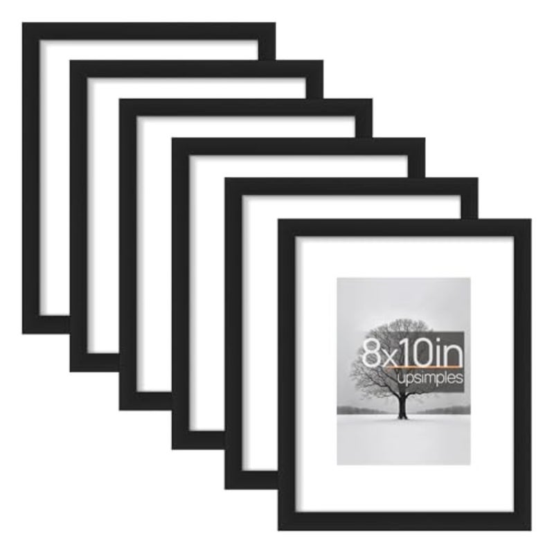 5 Pack 8x10in 20.32x25.4cm Photo Frame Display Pictures 5inx7in with Mat or 8inx10in without Mat, Family Photo Frame for Wall Gallery, Black - Image 1
