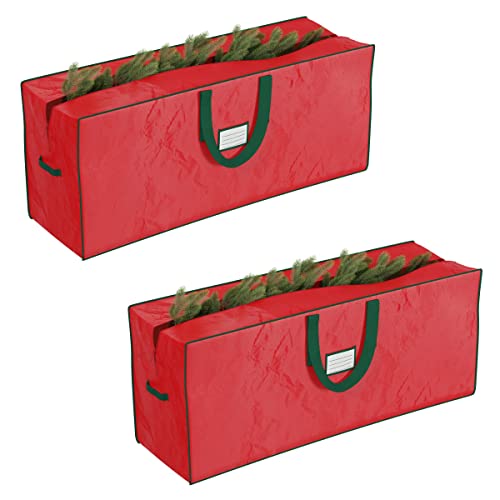 Elf Stor Christmas Tree Storage Bag Set - Set of 2 Bags for 7.5-Foot Artificial Trees - Protects Holiday Decorations and Inflatables by Elf Stor (Red) - Image 1