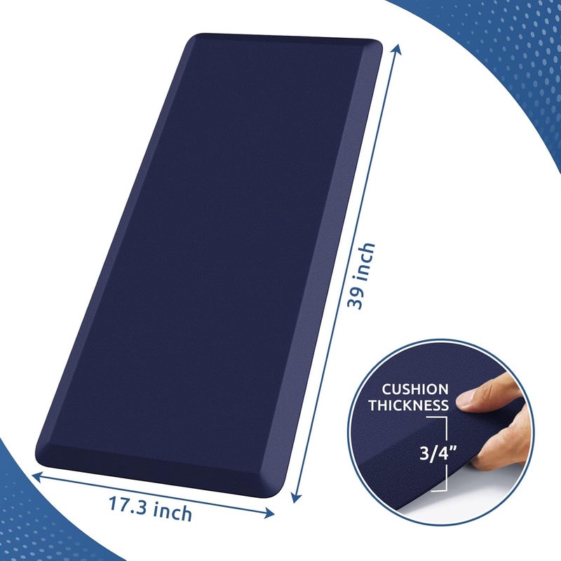KitchenClouds Kitchen Mat Cushioned Anti Fatigue Kitchen Rug 0.8inch Waterproof Non Slip Kitchen Rugs and Mats Standing Desk Mat Comfort Floor Mats for Kitchen Sink Office (17.3"x39",Blue) - Image 2