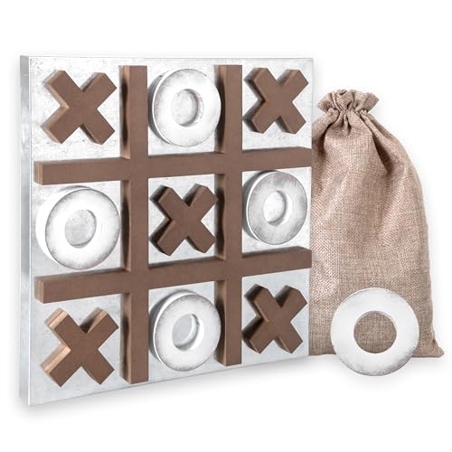 Play Platoon Magnetic Tic Tac Toe Game Large Metal and Wooden Wall Mounted Board Games 135 Inch Table Top or Wall Mounted Farmhouse Rustic for Game Room Barnwood - Image 1