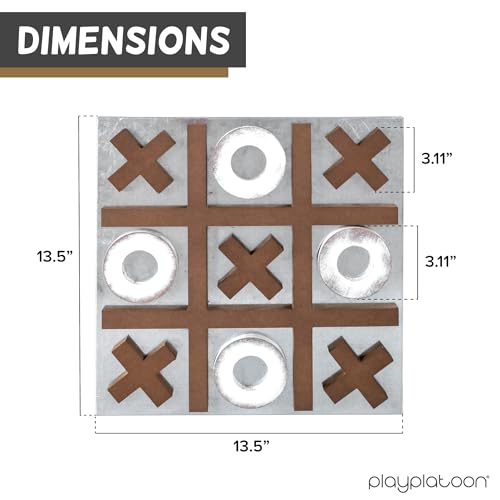 Play Platoon Magnetic Tic Tac Toe Game Large Metal and Wooden Wall Mounted Board Games 135 Inch Table Top or Wall Mounted Farmhouse Rustic for Game Room Barnwood - Image 5
