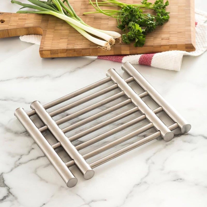TERXA Stainless Steel Extendable Cooking Pot Table Mat | Collapsible Coaster Stand | Pot/Pan Holder | Protect Counter Table Accessories | Kitchen Storage Stand (Pack of 1,Multicolor) - Image 4