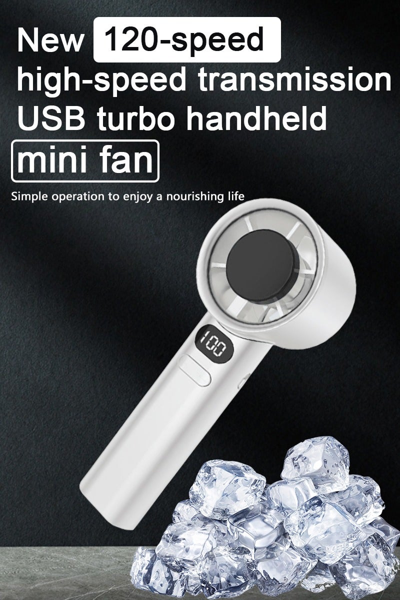 مروحة محمولة، 1-120 سرعة قابلة للتعديل، مروحة صغيرة محمولة، بطارية 5200 مللي أمبير في الساعة، مروحة USB صغيرة قابلة لإعادة الشحن، مروحة سفر كهربائية بشاشة رقمية (أبيض) - Image 2