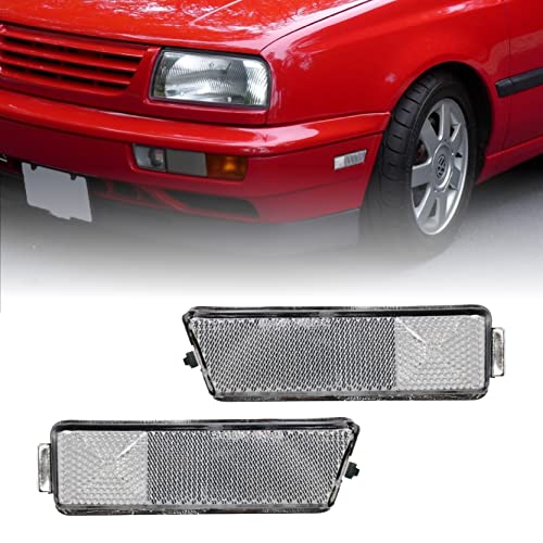 USR UNIQUE STYLE RACING USR 93-98 Golf 3 Side Marker Lights - Front Bumper Sidemarker Parking Lamps (Left + Right) Compatible with 1993-1998 Volkswagen VW Golf III/Jetta/GTi (Euro Style All Clear Lens) - Image 1