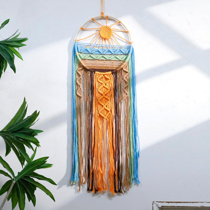 Artilady Sunburst Wall Decor Dream Catcher Macrame Wall Hanging Large Dreamcatchers Colorful Hand Woven Tapestry Sunshine Boho Room Decor for Bedroom Living Room Nursery Sunshine - Image 2