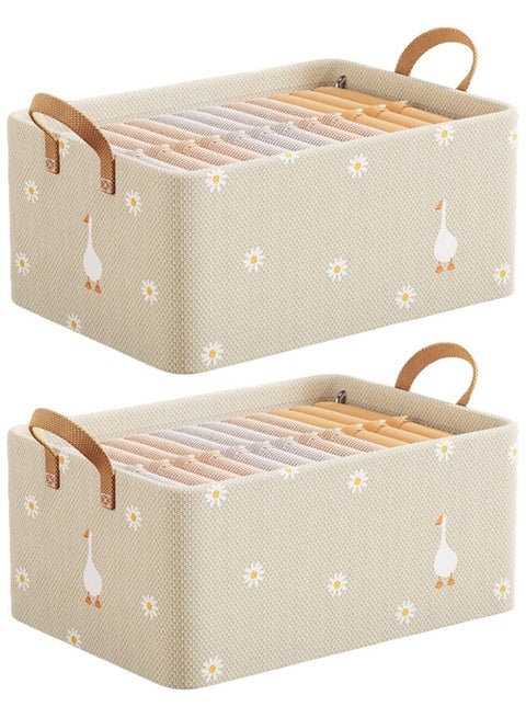 سلات تخزين قطعتين، سلات تخزين قابلة للطي لتنظيم الملابس والألعاب والكتب، 47سم×28سم×20سم
