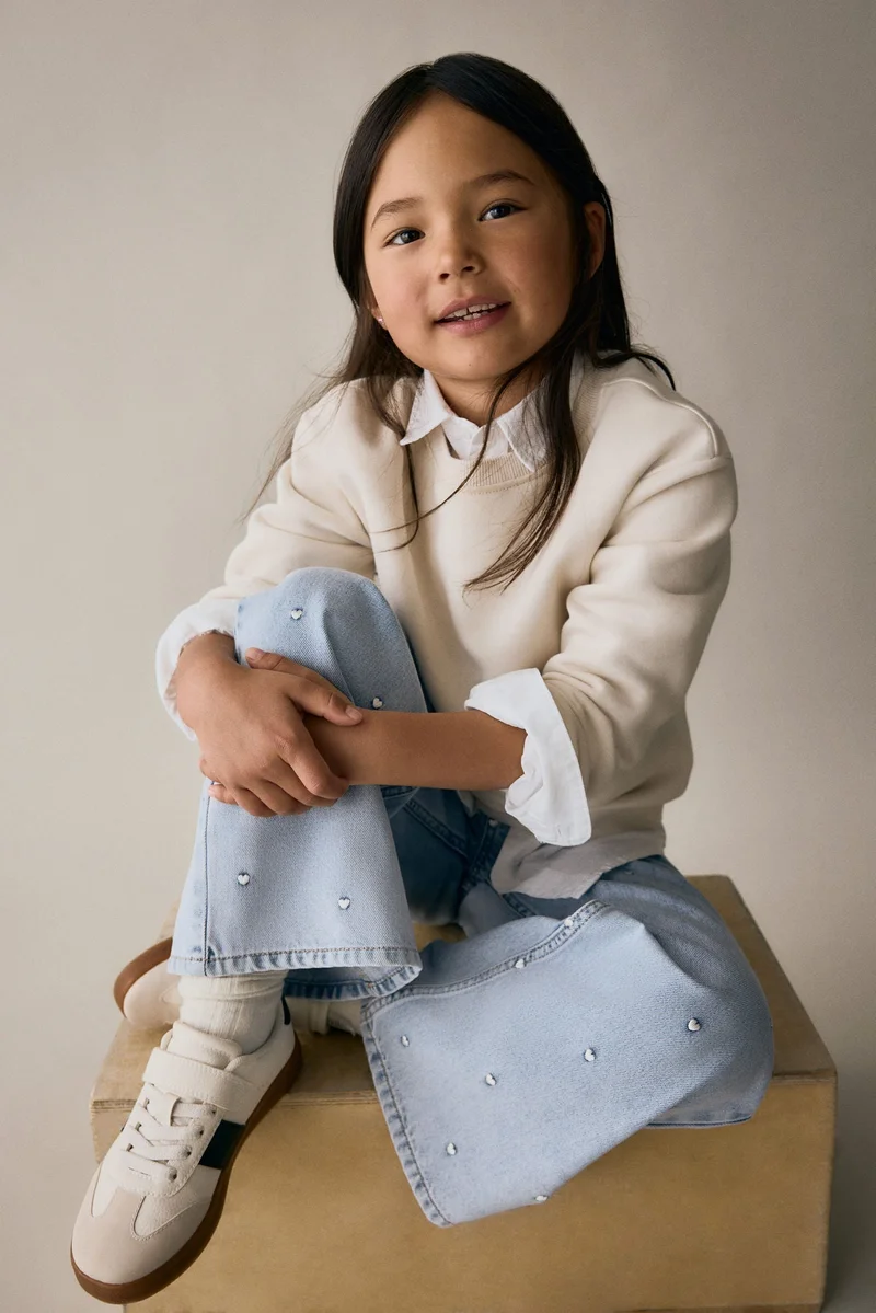 H&M Motif-detail Wide Leg Jeans