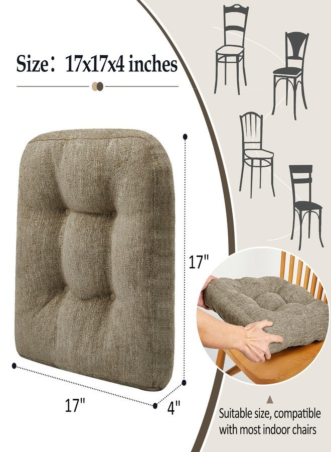 downluxe Chair Cushions for Dining Chairs 2 Pack, Tufted Memory Foam Chair Pads with Non-Slip Bottom, U-Shaped Kitchen Chair Cushions, 17"x17"x4", Khaki - Image 4