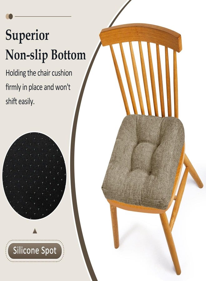 downluxe Chair Cushions for Dining Chairs 2 Pack, Tufted Memory Foam Chair Pads with Non-Slip Bottom, U-Shaped Kitchen Chair Cushions, 17"x17"x4", Khaki - Image 3