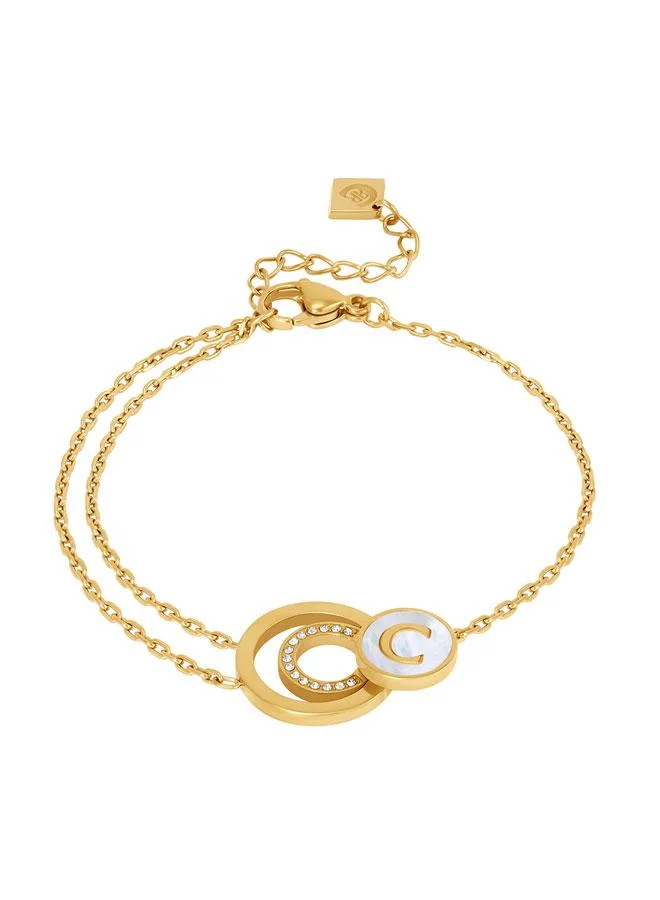 شيروتي 1881 سوار سلسلة مزدوجة مطلي بالذهب من الفولاذ المقاوم للصدأ للنساء  مم