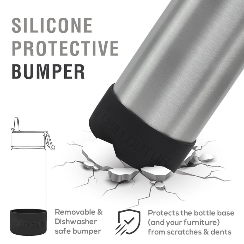 CHILLOUT LIFE 17 oz Kids Insulated Water Bottle for School with Straw Lid Leakproof and Cute Waterproof Stickers, Personalized Stainless Steel Thermos Flask Metal Water Bottle, Dishwasher Safe Color - Image 5