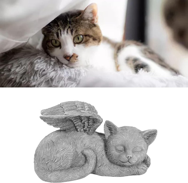 klarako Pet Memorial Statue, Dog Cat Angel Shape Sleeping State Memorial Hand Carved Garden Sculpture Vivid Pet Supply for Gravestone Ornament Tombstone Decoration Memento Pet Home - Image 2