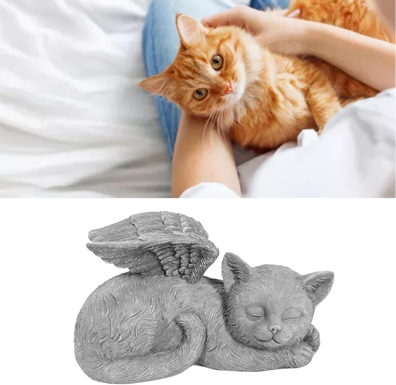 klarako Pet Memorial Statue, Dog Cat Angel Shape Sleeping State Memorial Hand Carved Garden Sculpture Vivid Pet Supply for Gravestone Ornament Tombstone Decoration Memento Pet Home - Image 3