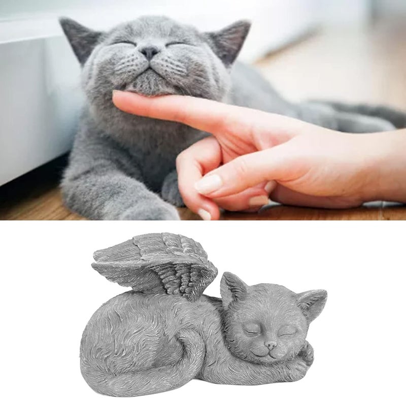 klarako Pet Memorial Statue, Dog Cat Angel Shape Sleeping State Memorial Hand Carved Garden Sculpture Vivid Pet Supply for Gravestone Ornament Tombstone Decoration Memento Pet Home - Image 5