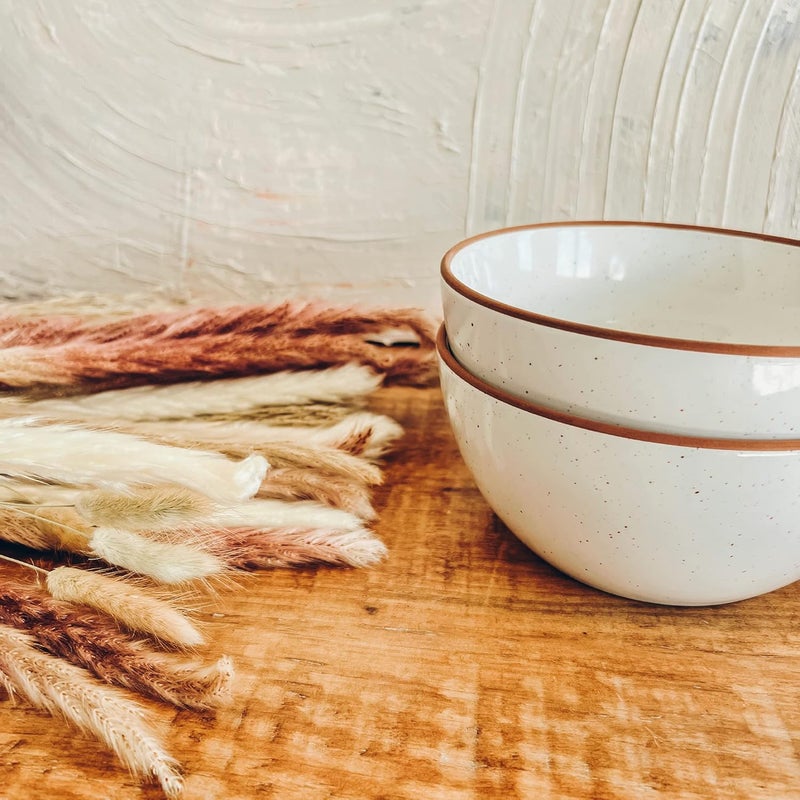 Mora Ceramic Bowls For Kitchen, 28oz - Bowl Set of 4 - For Cereal, Salad, Pasta, Soup, Dessert, Serving etc - Dishwasher, Microwave, and Oven Safe - For Breakfast, Lunch and Dinner - Vanilla White - Image 5