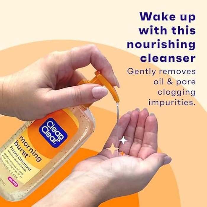 Clean & Clear Morning Burst Oil-Free Facial Cleanser with Vitamin C & BHA, Daily Nourishing Face Wash Gently Cleanses to Remove Oil & Pore Clogging Impurities, 8 fl. oz, 6 Pack - Image 2