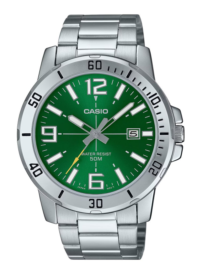 CASIO Quartz Analog Green Dial Stainless Steel Men's Watch MTP-VD01D-3BV - Image 1