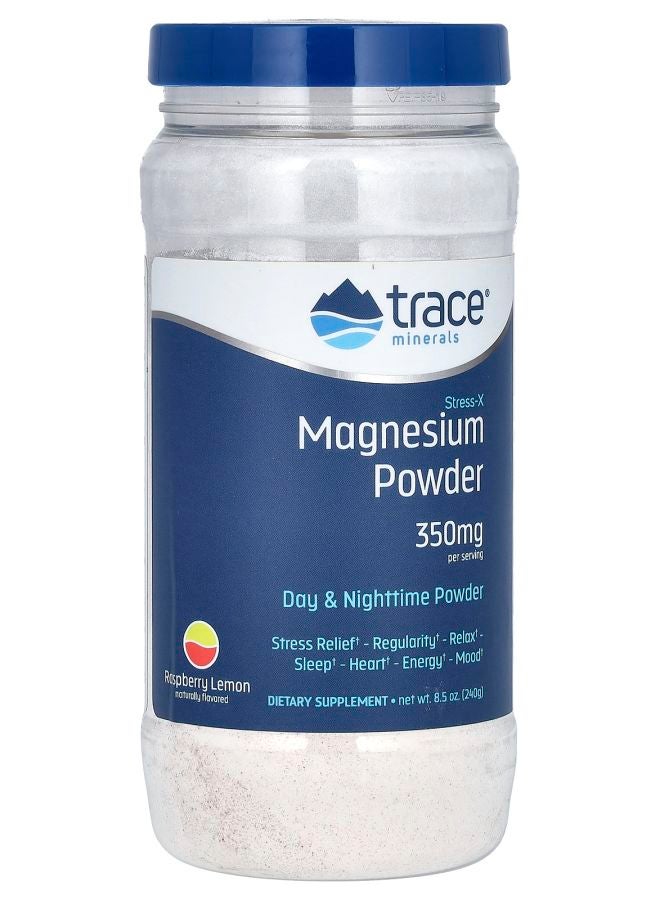 Trace Minerals Stress-X Magnesium Powder Raspberry Lemon 350 mg  8.5 oz (240 g)