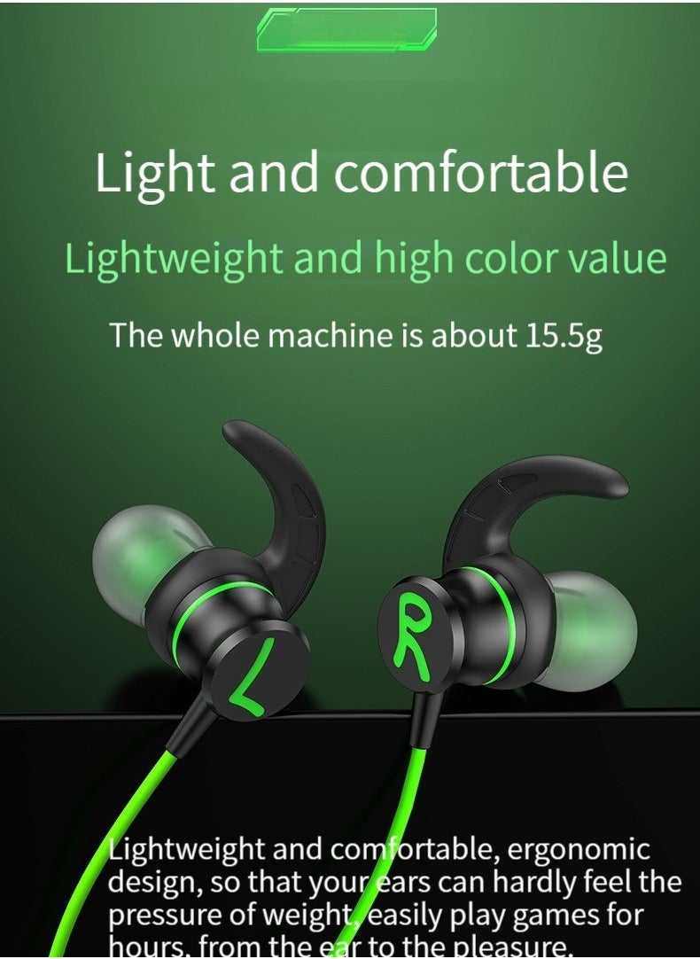 gaming headset in-ear wired Type-c interface elbow high sound quality callable headset green
