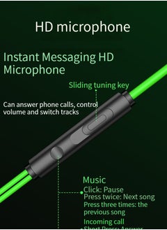 Generic gaming headset in-ear wired Type-c interface elbow high sound quality callable headset green  - Image 5