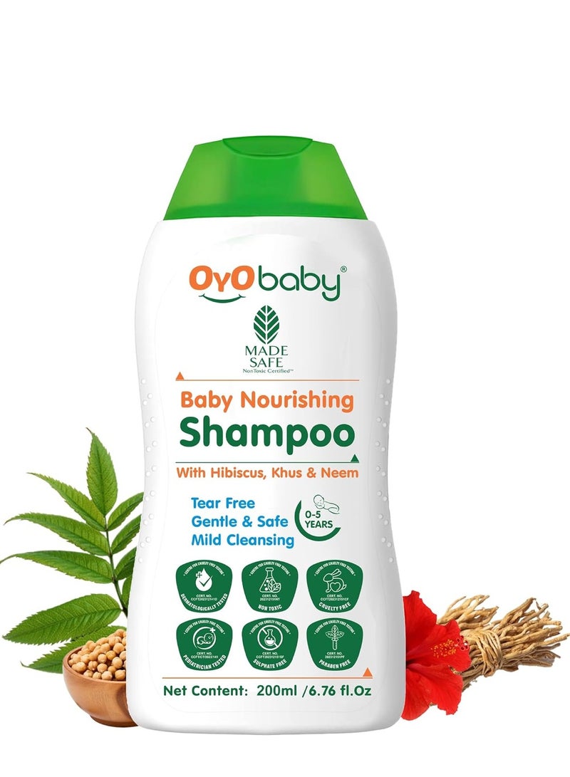 OYO BABY Nourishing Daily Moisturizing Baby Shampoo Tear Free Formula with Hibiscus Khus & Lemon 200ml - Image 1