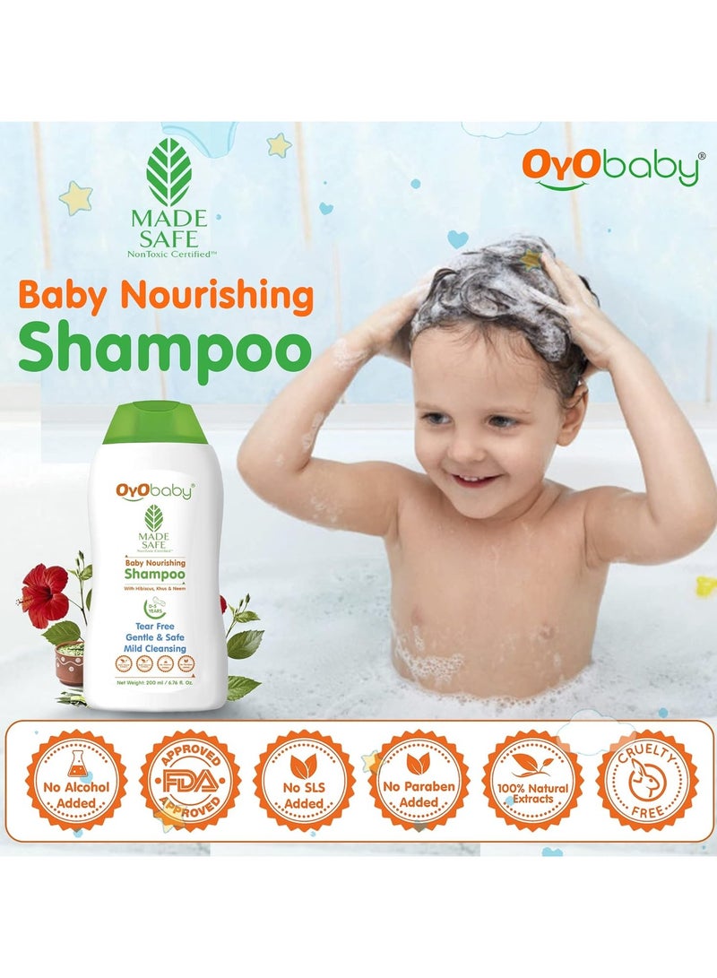 OYO BABY Nourishing Daily Moisturizing Baby Shampoo Tear Free Formula with Hibiscus Khus & Lemon 200ml - Image 2