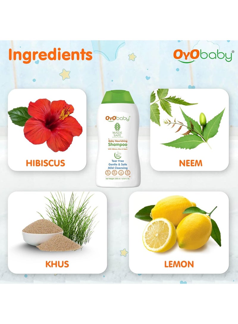 OYO BABY Nourishing Daily Moisturizing Baby Shampoo Tear Free Formula with Hibiscus Khus & Lemon 200ml - Image 4