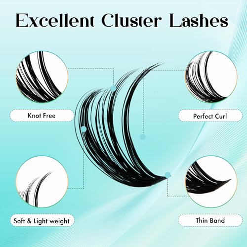 GEMERRY Eyelash Extension Kit Thick Curl Fluffy Clusters Kit With Lash Bond and Seal, Tweezers, DIY Lash Extension (80P-10-18mm) - Image 5