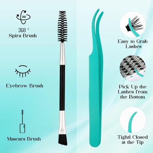 GEMERRY Eyelash Extension Kit Thick Curl Fluffy Clusters Kit With Lash Bond and Seal, Tweezers, DIY Lash Extension (80P-10-18mm) - Image 4