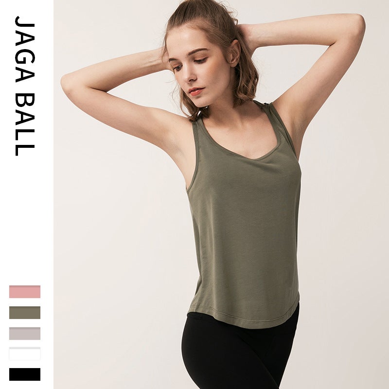 Generic Slim Fit Backless Yoga Top Womens Sport Tank Army Green  - Image 5