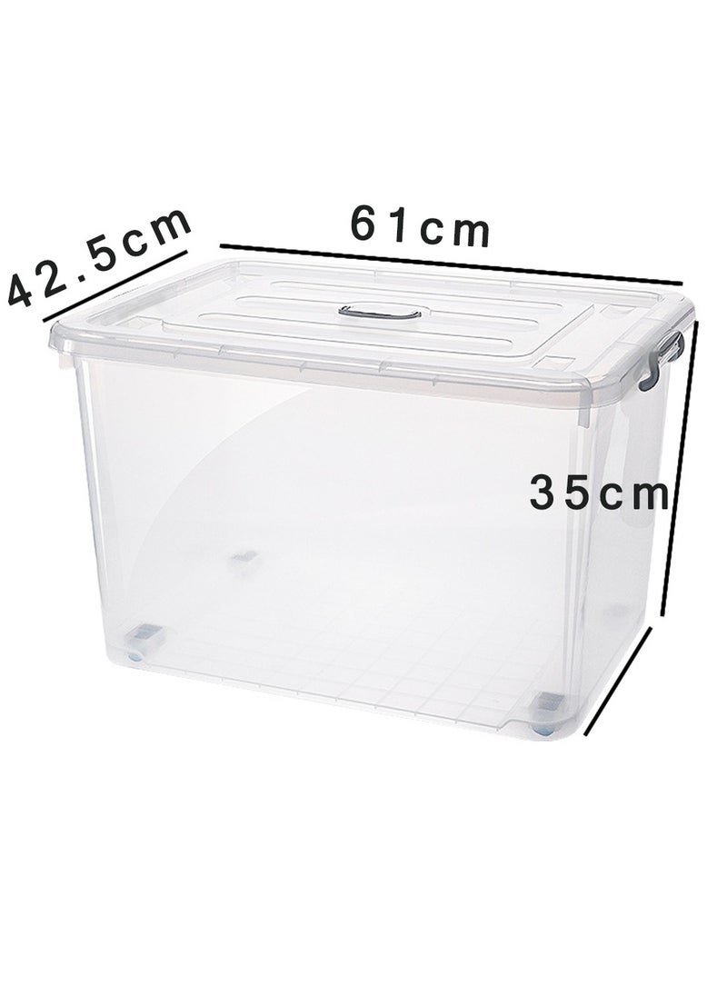 CityRiya-Long Storage Bins Clear Storage Box Stackable Storage Containers 61*42.5*35cm Ultra Latch Box Closet Organizers Plastic Storage Bin with Lid Storage Boxes for Organizing Toys, Clothes, Office  - Image 5