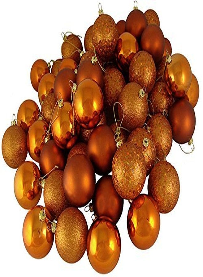 60ct Burnt Orange Shatterproof 4-Finish Christmas Ball Ornaments 2.4" (60mm)