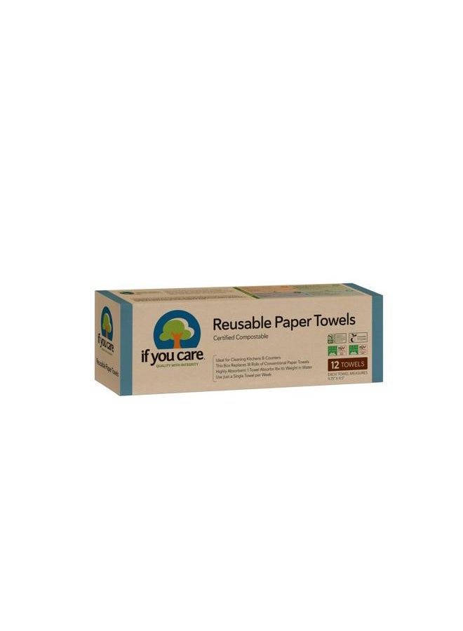 If you care Reusable Paper Towels– 12 CT Sheets – 100% Natural, Compostable Cleaning Cloths for Kitchen, Bathroom, Home Countertop Surfaces – Extra Absorbent, Eco Friendly  - Image 1