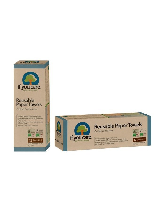 If you care Reusable Paper Towels– 12 CT Sheets – 100% Natural, Compostable Cleaning Cloths for Kitchen, Bathroom, Home Countertop Surfaces – Extra Absorbent, Eco Friendly  - Image 2