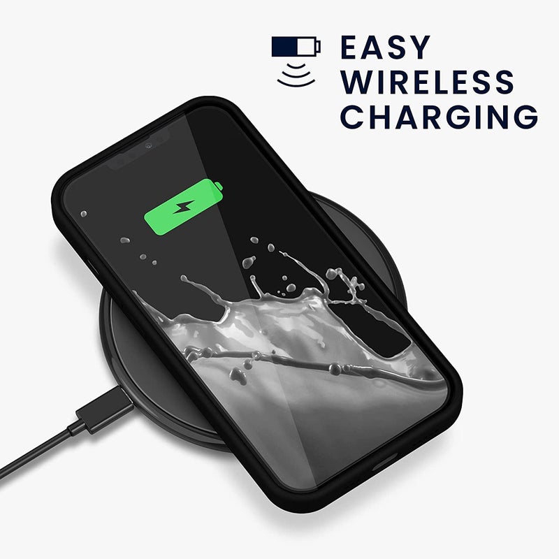 Elzzi حافظة ميكروفايبر مع شعار متوافقة مع آيفون 13، حافظة سائلة غير قابلة للانزلاق، حماية كاملة من 4 طبقات، مقاومة للصدمات مع حواف مرتفعة للكاميرا (6.1 بوصة، أسود) - Image 5