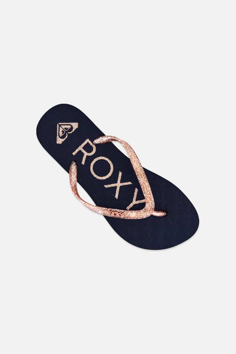 Roxy Kids Girl Sparkle Slip On Slipper, Navy Blue - Image 3