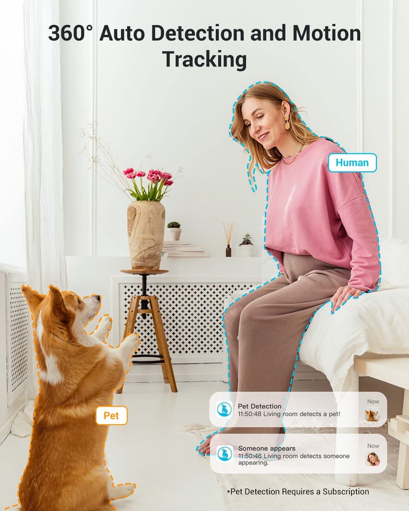 blurams Security Camera 2K, Baby Monitor Dog Camera 360-degree for Home Security (White-2Pack) - Image 3