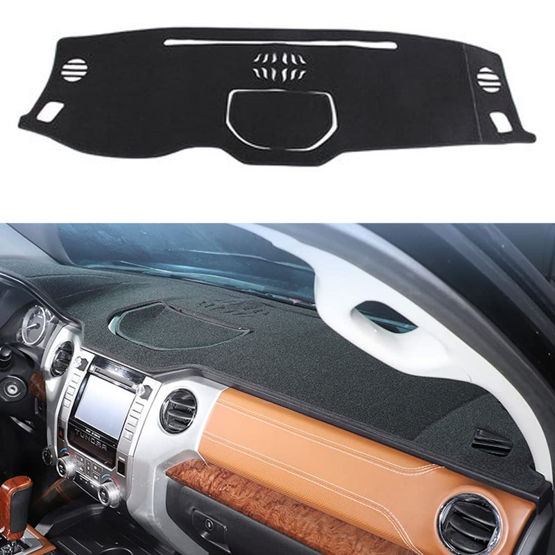 YOFAMO Dashboard Cover Dash Cover Mat Pad Carpet Custom Fit for Tundra 2014 2015 2016 2017 2018 2019 2020 2021 Accessories AntiSkid Center Console Protector Cover MatBlack Edge