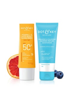 Dot & Key Ceramides & Hyaluronic Skin Barrier Repair + Face Cream For Dry Skin100G & Vitamin C+E Super Bright Sunscreen Spf 50 Pa+++ 50G | For Men & Women 1 Count  - Image 1