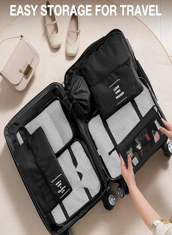 LOVHIDE Polyester 10 Pcs Travel Organizer Pouch Packing Cubes Set | Space Saver Bags for Clothes Shoes Toiletry Laundry Underwear Socks Cosmetics | Portable Luggage Storage (Dark Blue, Pack of 10) - Image 2