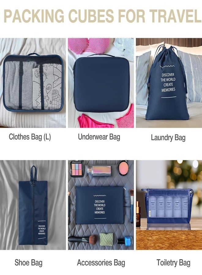 LOVHIDE Polyester 10 Pcs Travel Organizer Pouch Packing Cubes Set | Space Saver Bags for Clothes Shoes Toiletry Laundry Underwear Socks Cosmetics | Portable Luggage Storage (Dark Blue, Pack of 10) - Image 4