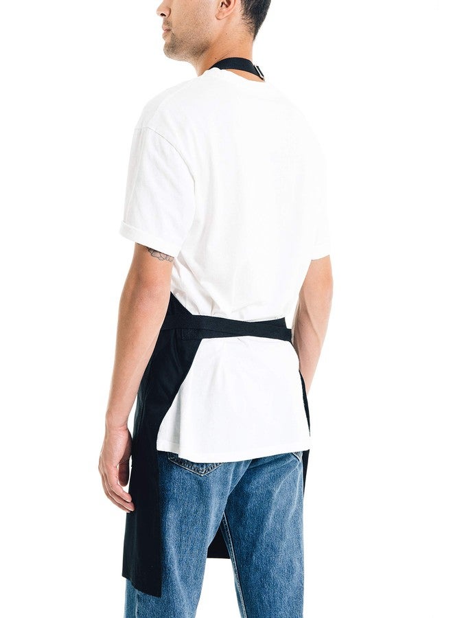 Caldo Daily Cotton Kitchen Apron for Cooking- Mens and Womens Professional Chef or Server Bib Apron - Adjustable Straps with Pockets and Towel Loop (Black) - Image 2