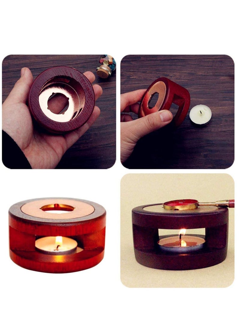 Generic Wax Seal Warmer Melting Kit, Wood Wax Seal Furnace with 1 Melting Spoon for Wax Sealing Stamp - Image 3
