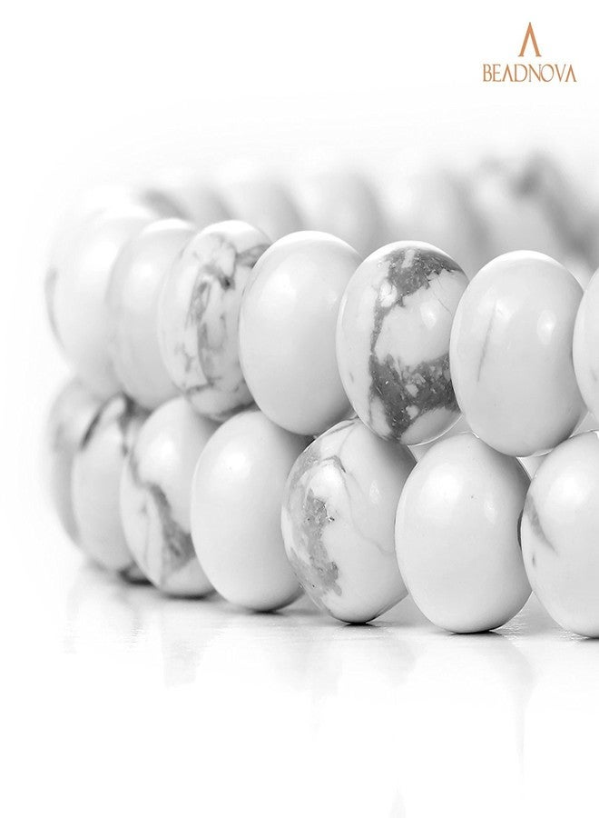 BEADNOVA 6mm White Howlite Round Beads - Natural Crystal Stone Gemstone for Jewelry Making With Free Crystal Stretch Cord (09) - Image 3