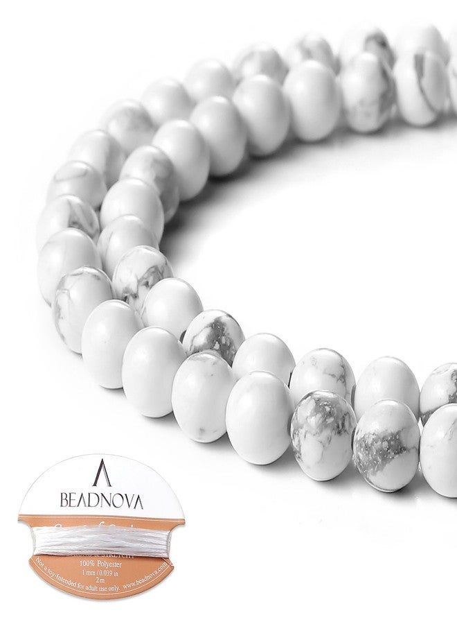 BEADNOVA 6mm White Howlite Round Beads - Natural Crystal Stone Gemstone for Jewelry Making With Free Crystal Stretch Cord (09) - Image 1